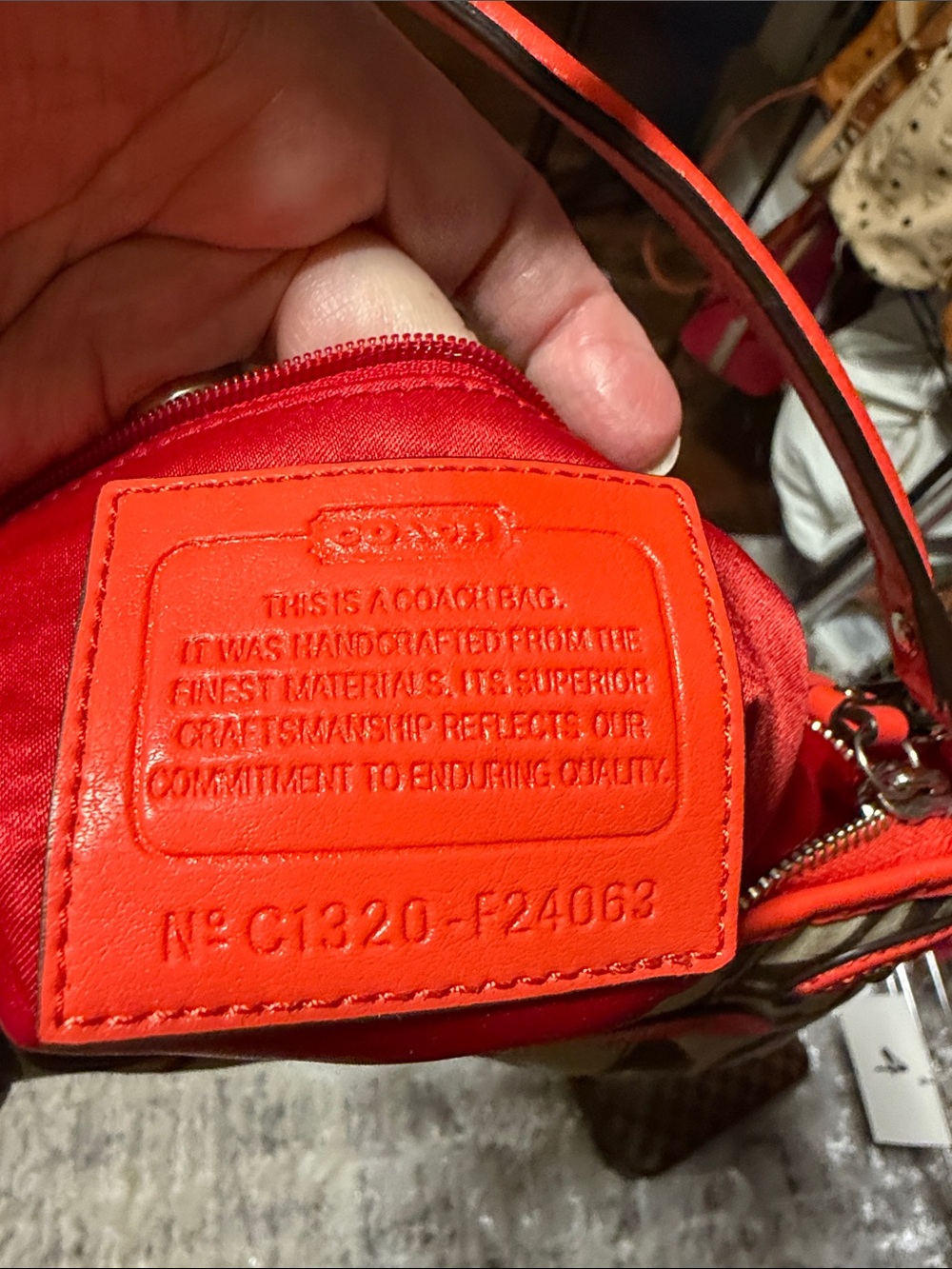 Low start-Coach Daisy Signature Canvas Shoulder Bag - Orange and Brown - Picture 5 of 9